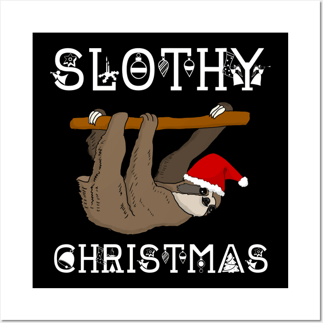 Santa Sloth Slothy Christmas Funny Gift Wall Art by Merchweaver